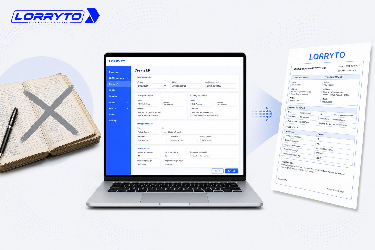 From handwritten carbon LR book to a clean digital LR format on screen
